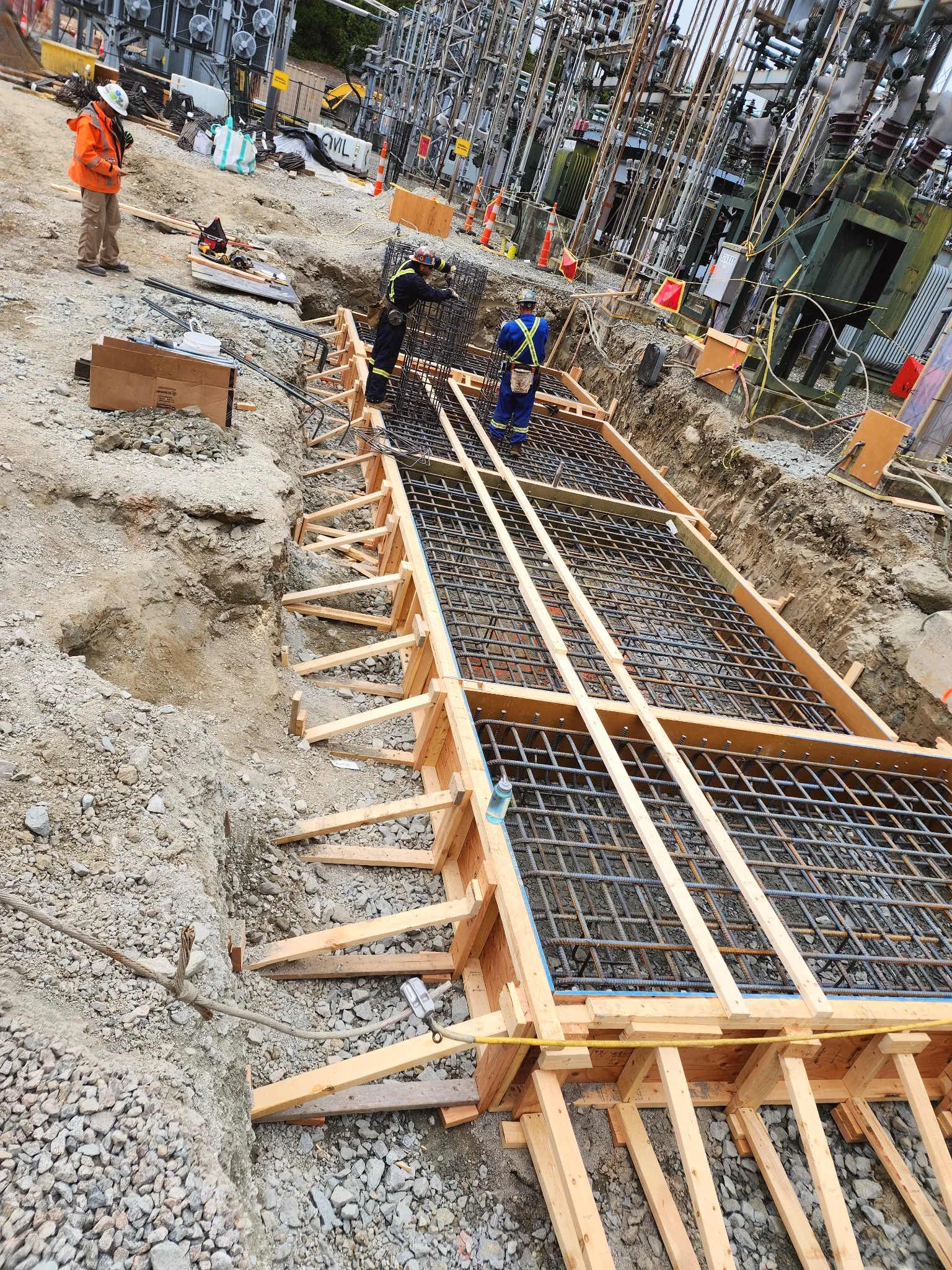 Tall structural formwork built for concrete column pads